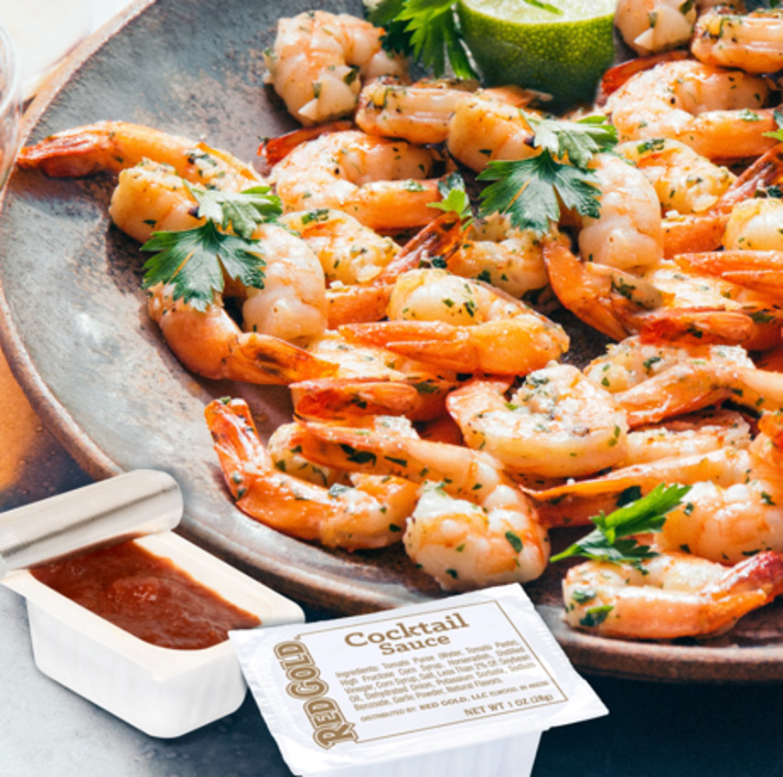 Red Gold’s new 1oz. Cocktail Sauce Dunk Cup save time and labor compared to filling ramekins.  Serving up shrimp and seafood for delivery or takeout just got easier with Red Gold’s new 