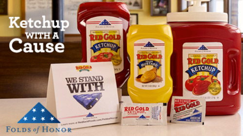 Folds of Honor Ketchup is available in a variety of packaging to share your support of the important social cause.