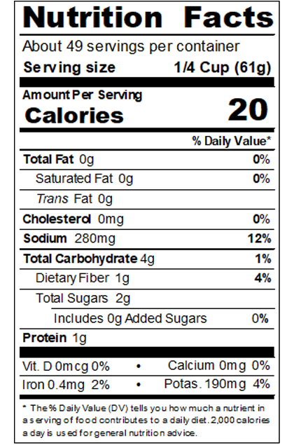 REDHA99_RedGold_TomatoSauce_#10Can_106OZ_Nutrition Label
