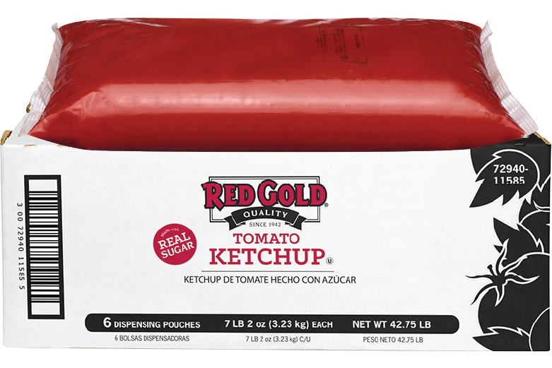 114 Oz Pouch Red Gold Tomato Ketchup Sweetened With Sugar